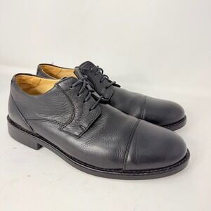 Studio Belvedere Duke Mens 9.5 D Black Leather Cap Toe Oxford Shoes Brazil